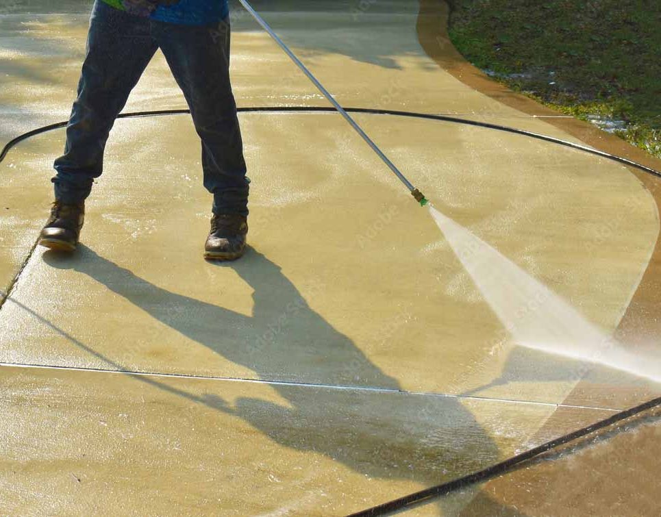 Can you power wash a stamped concrete patio